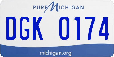 MI license plate DGK0174