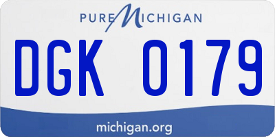 MI license plate DGK0179