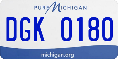 MI license plate DGK0180