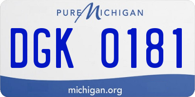 MI license plate DGK0181