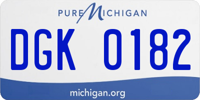 MI license plate DGK0182