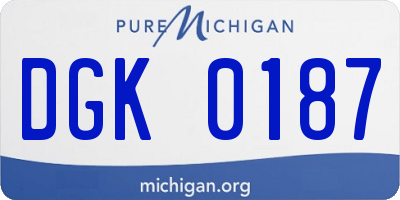 MI license plate DGK0187