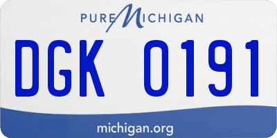 MI license plate DGK0191