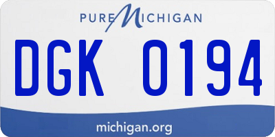 MI license plate DGK0194