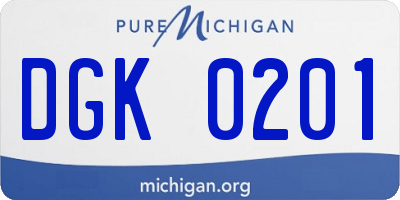 MI license plate DGK0201