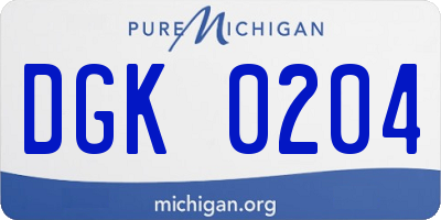 MI license plate DGK0204