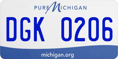 MI license plate DGK0206
