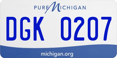 MI license plate DGK0207