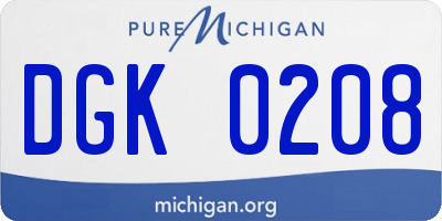 MI license plate DGK0208