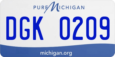 MI license plate DGK0209