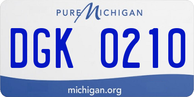 MI license plate DGK0210