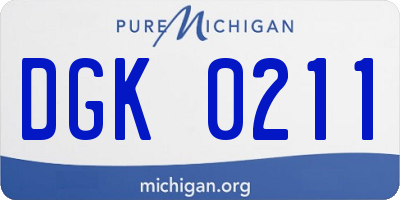MI license plate DGK0211
