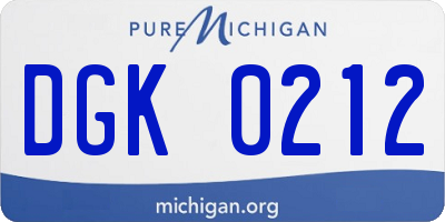 MI license plate DGK0212
