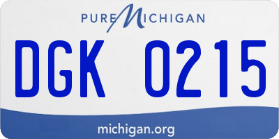 MI license plate DGK0215