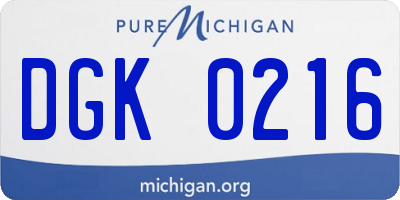 MI license plate DGK0216