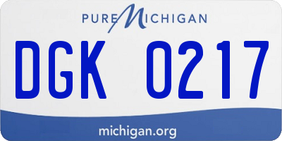 MI license plate DGK0217