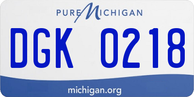 MI license plate DGK0218