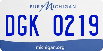 MI license plate DGK0219