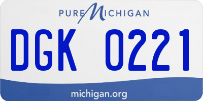 MI license plate DGK0221