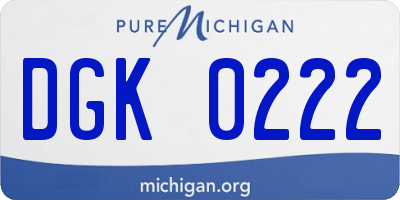 MI license plate DGK0222