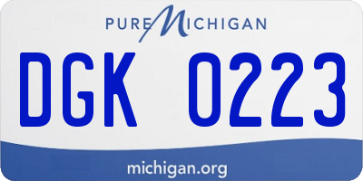 MI license plate DGK0223
