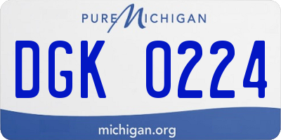 MI license plate DGK0224
