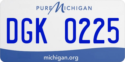 MI license plate DGK0225