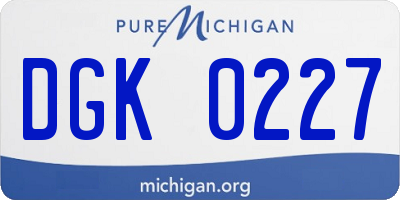 MI license plate DGK0227