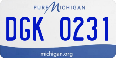 MI license plate DGK0231