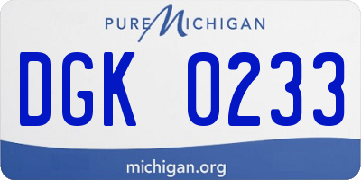 MI license plate DGK0233