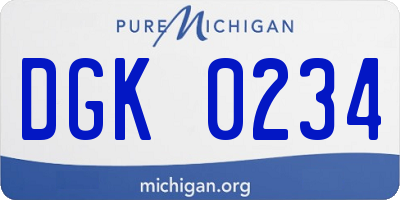 MI license plate DGK0234