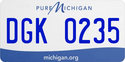 MI license plate DGK0235