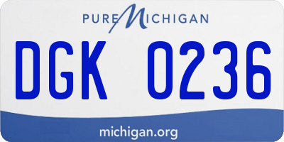 MI license plate DGK0236