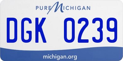 MI license plate DGK0239