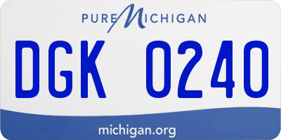 MI license plate DGK0240