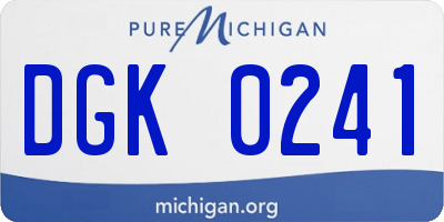 MI license plate DGK0241