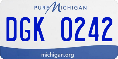 MI license plate DGK0242