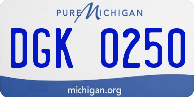 MI license plate DGK0250