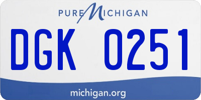 MI license plate DGK0251