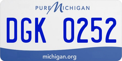 MI license plate DGK0252