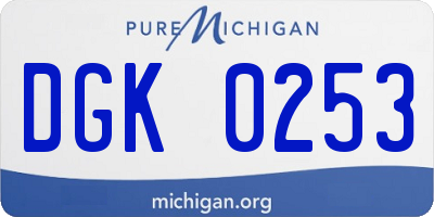 MI license plate DGK0253