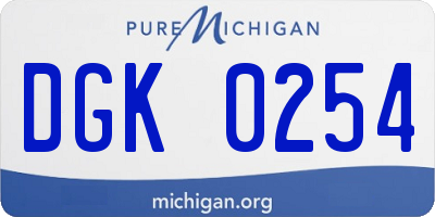 MI license plate DGK0254