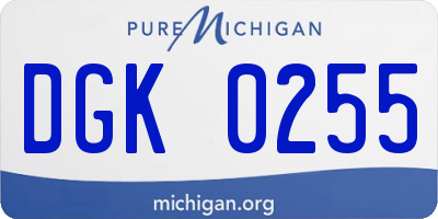 MI license plate DGK0255