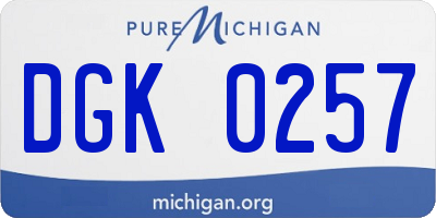 MI license plate DGK0257