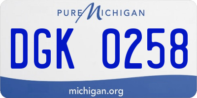 MI license plate DGK0258