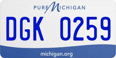 MI license plate DGK0259