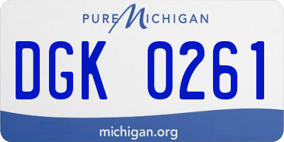 MI license plate DGK0261