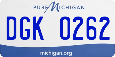 MI license plate DGK0262