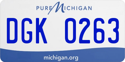 MI license plate DGK0263