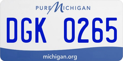 MI license plate DGK0265